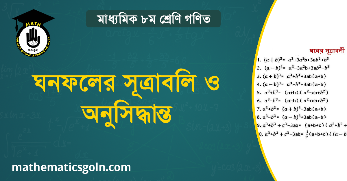 ঘনফলের সূত্রাবলি ও অনুসিদ্ধান্ত